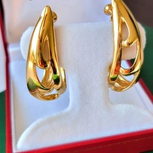 Napier clip on earrings gold tone vintage retro statement jewelry screw back